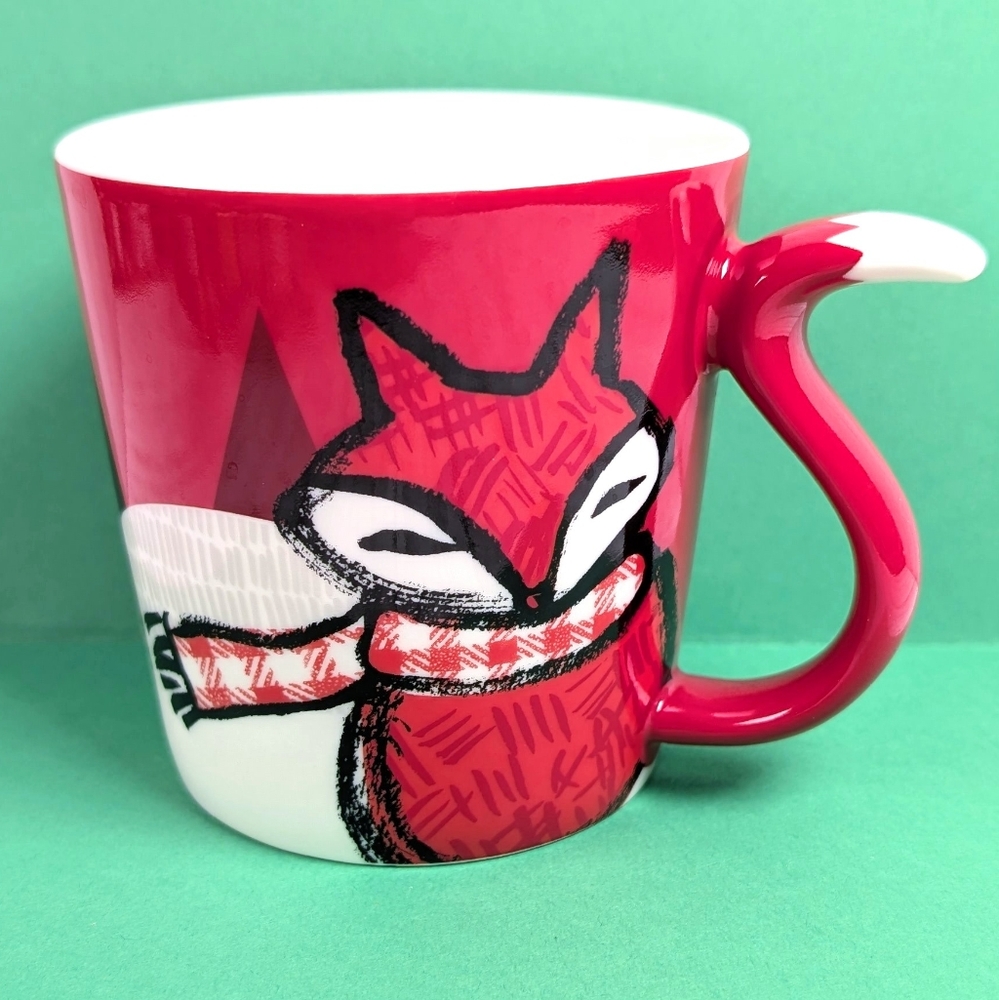 Red Starbucks 2016 Fox Tail 12oz Holiday Christmas Mug Cup